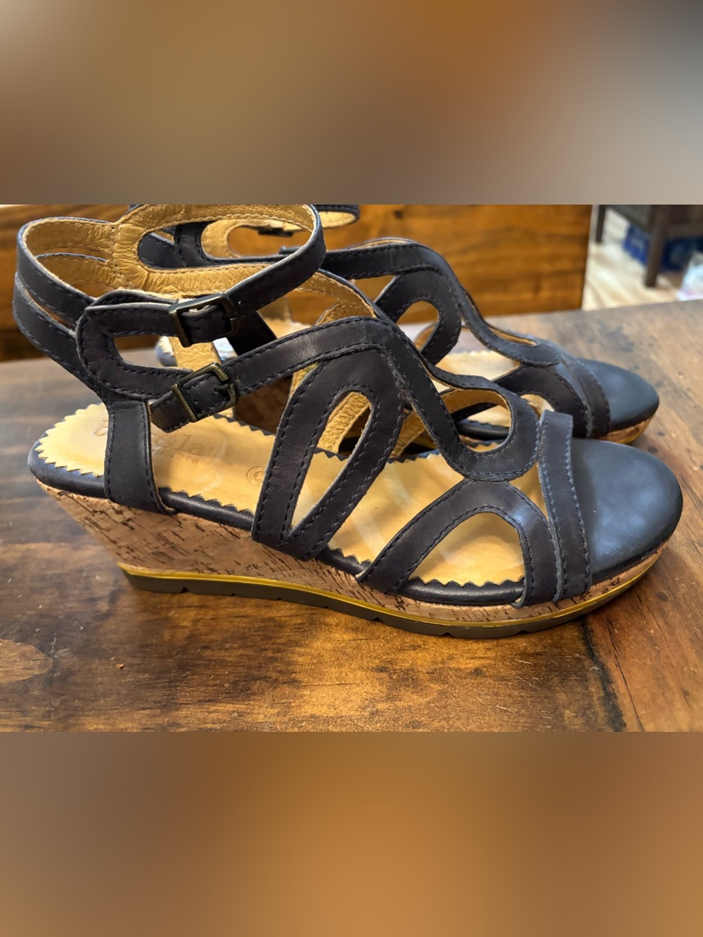 Bussola Marseille saint tropez cork wedge sandals 8